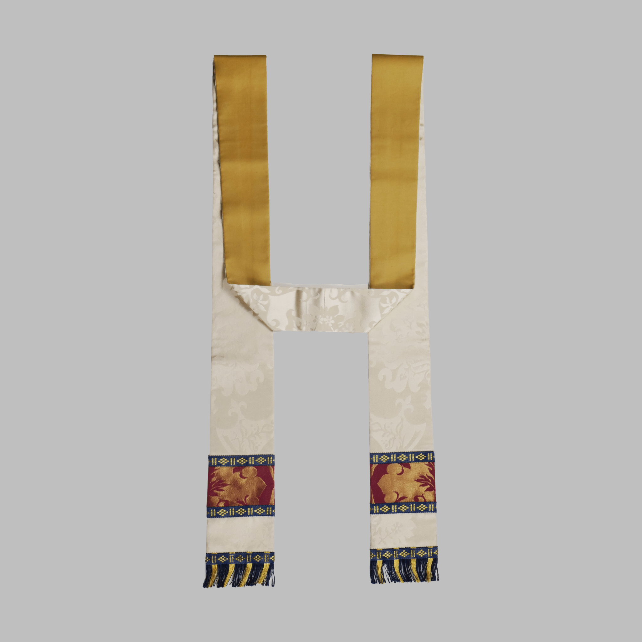 Tufton Stole in Cream 'Gothic' with Comper Rose/Gilt 'Bellini' Orphreys - Watts & Co.