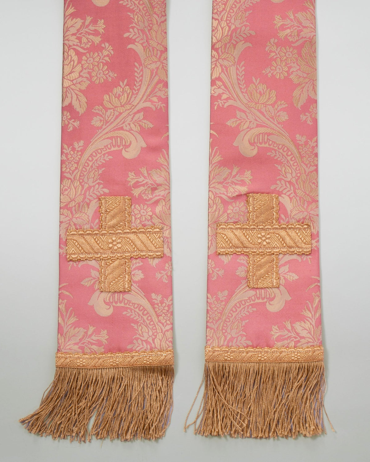 Tufton Stole in Rose 'Rosa' with Braid Crosses - Watts & Co.