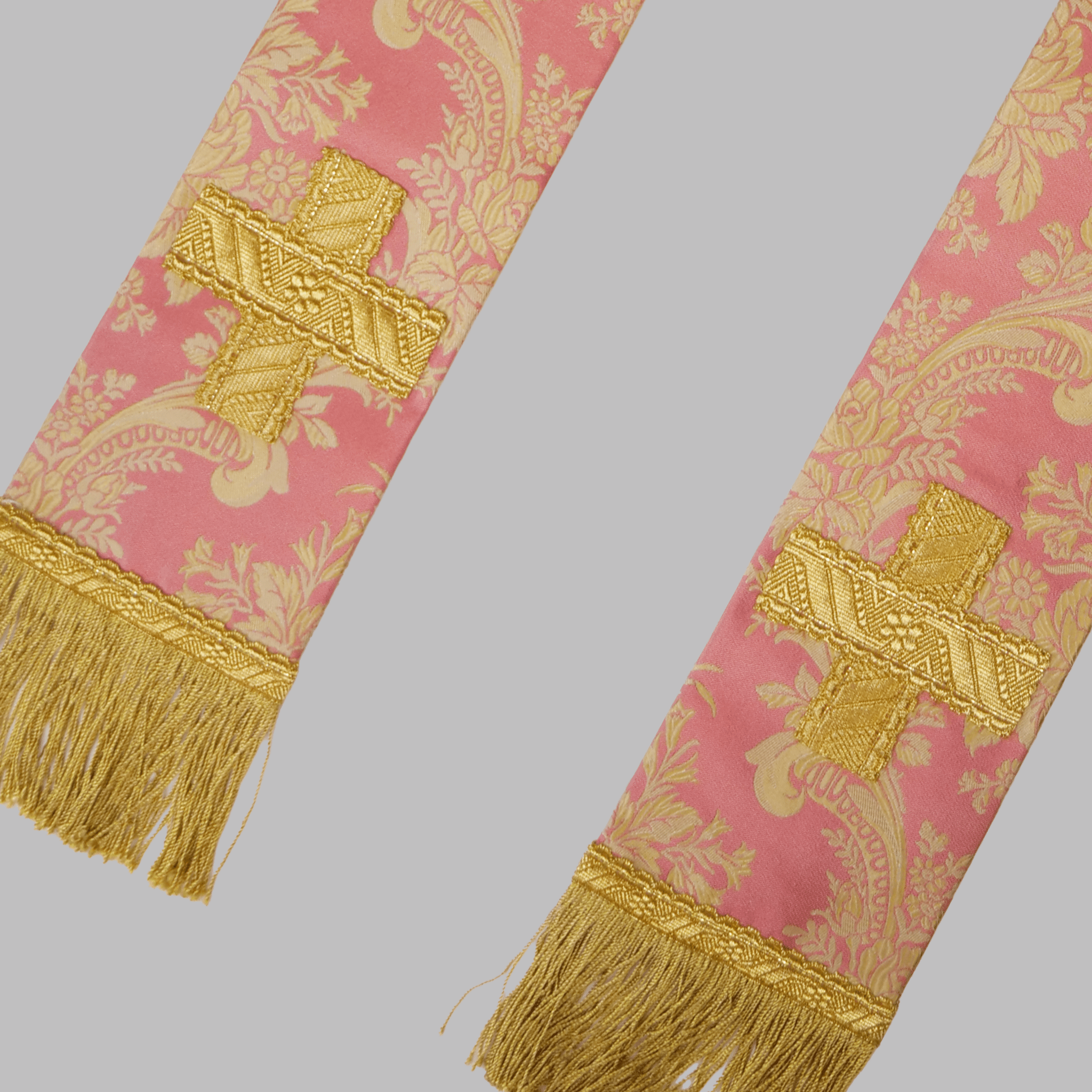 Tufton Stole in Rose 'Rosa' with Braid Crosses - Watts & Co.