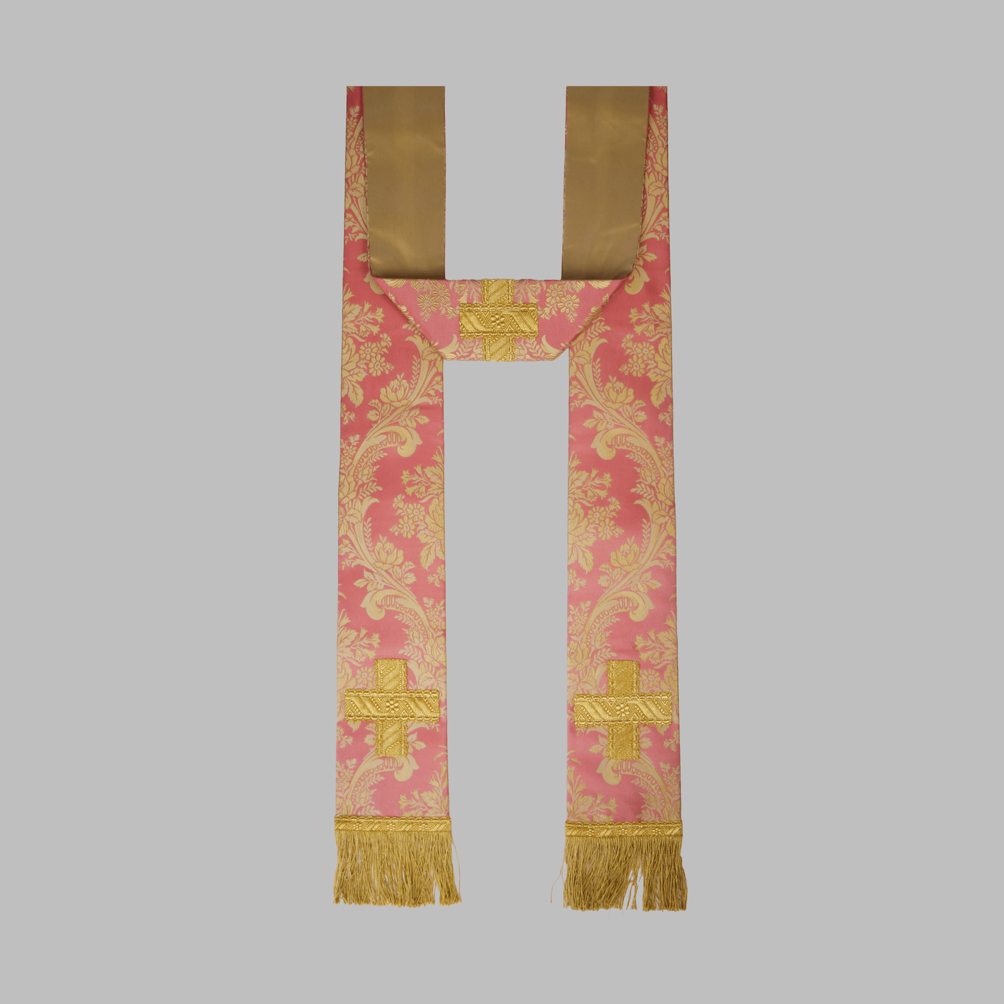 Tufton Stole in Rose 'Rosa' with Braid Crosses - Watts & Co.