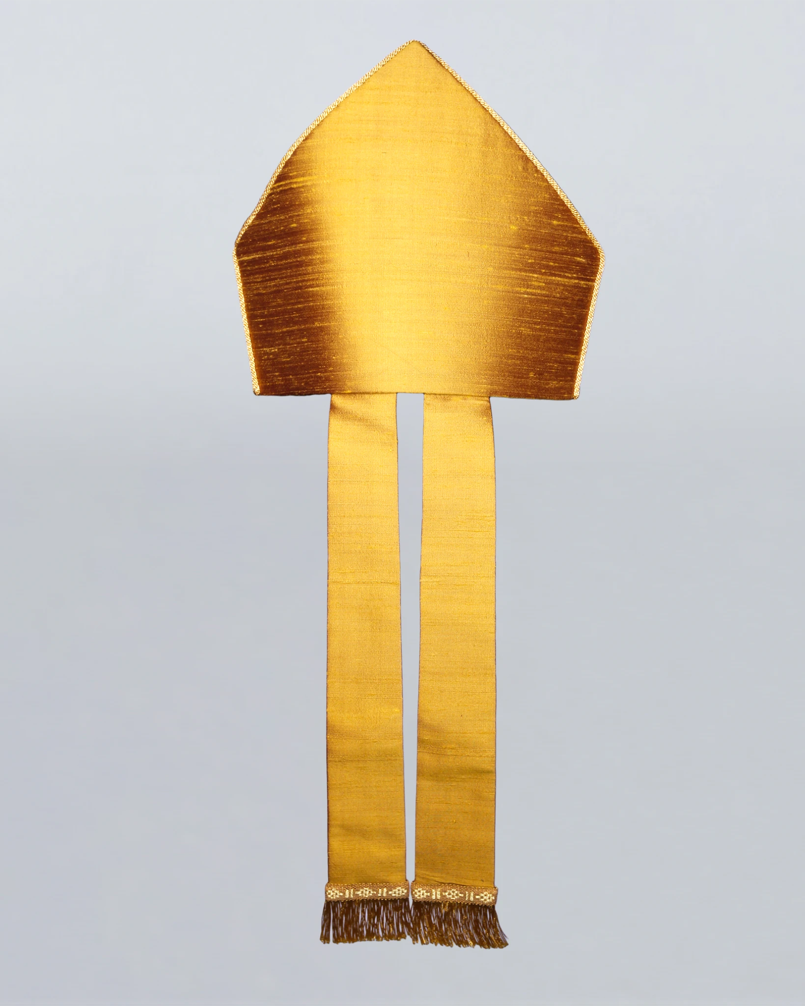 Watts Standard Mitre in Old Gold Dupion Silk - Watts & Co.