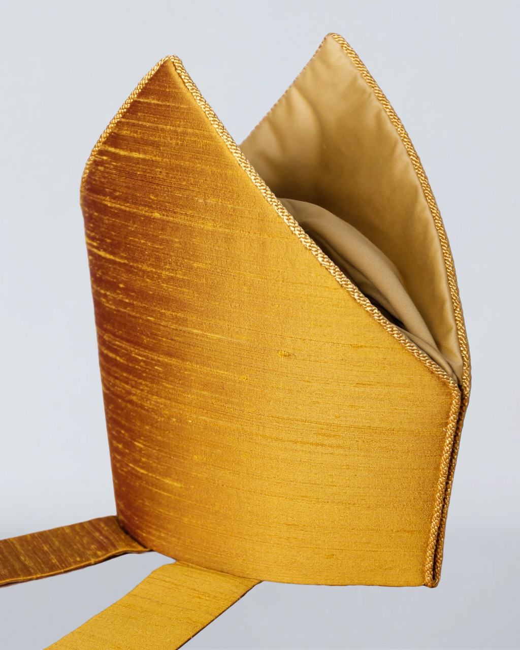 Watts Standard Mitre in Old Gold Dupion Silk - Watts & Co.