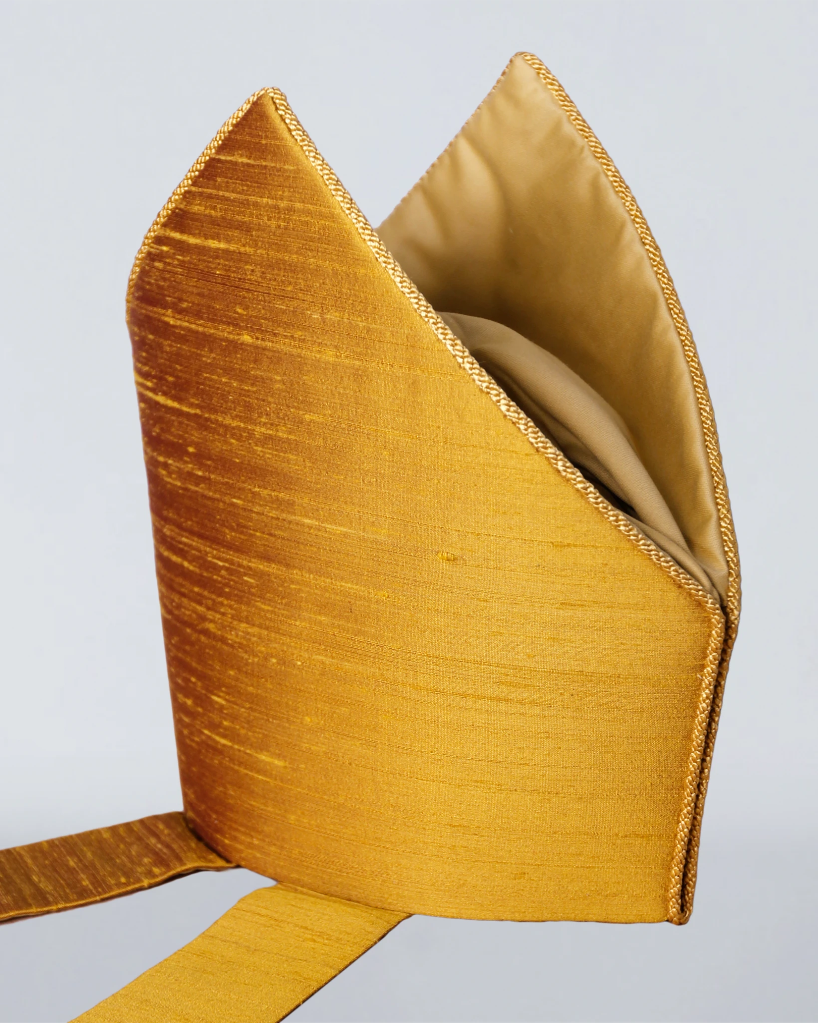 Watts Standard Mitre in Old Gold Dupion Silk - Watts & Co.