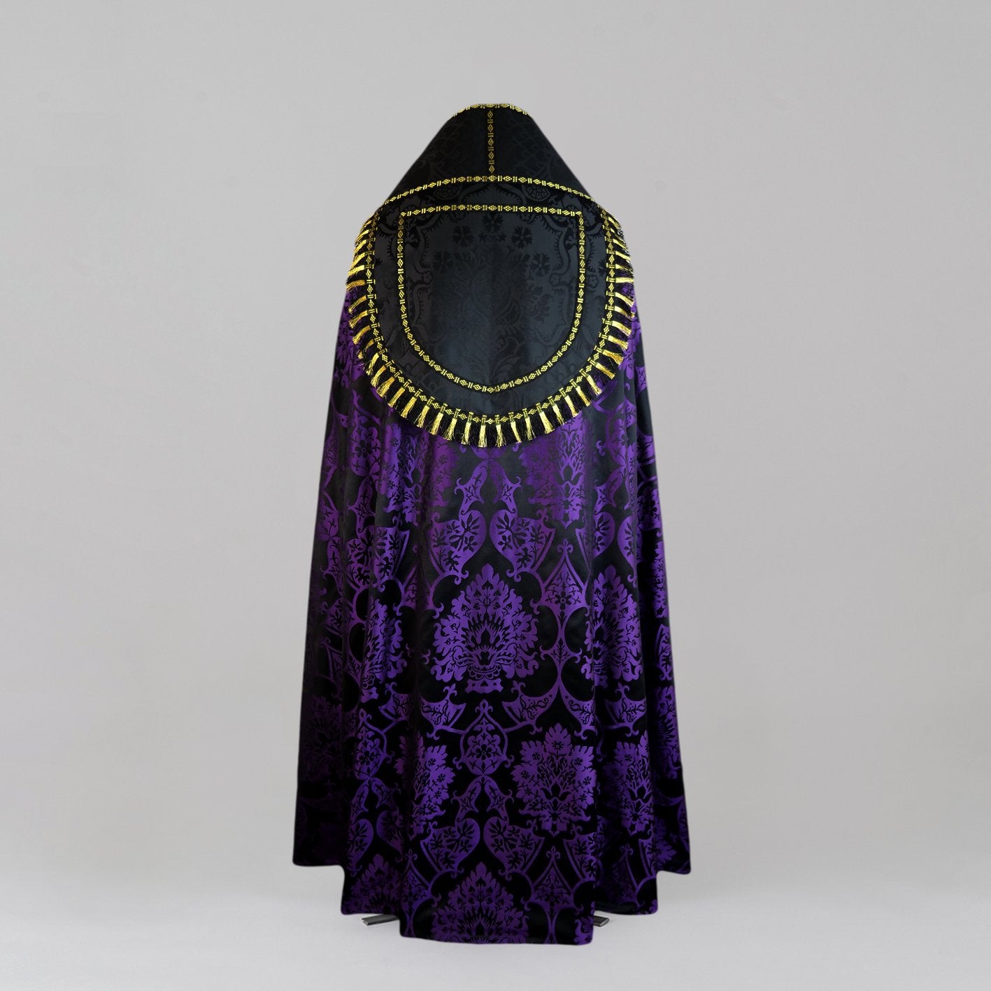 Westminster Cope in Black & Royal Purple 'Gothic' with Black 'Comper Cathedral' Orphreys - Watts & Co.