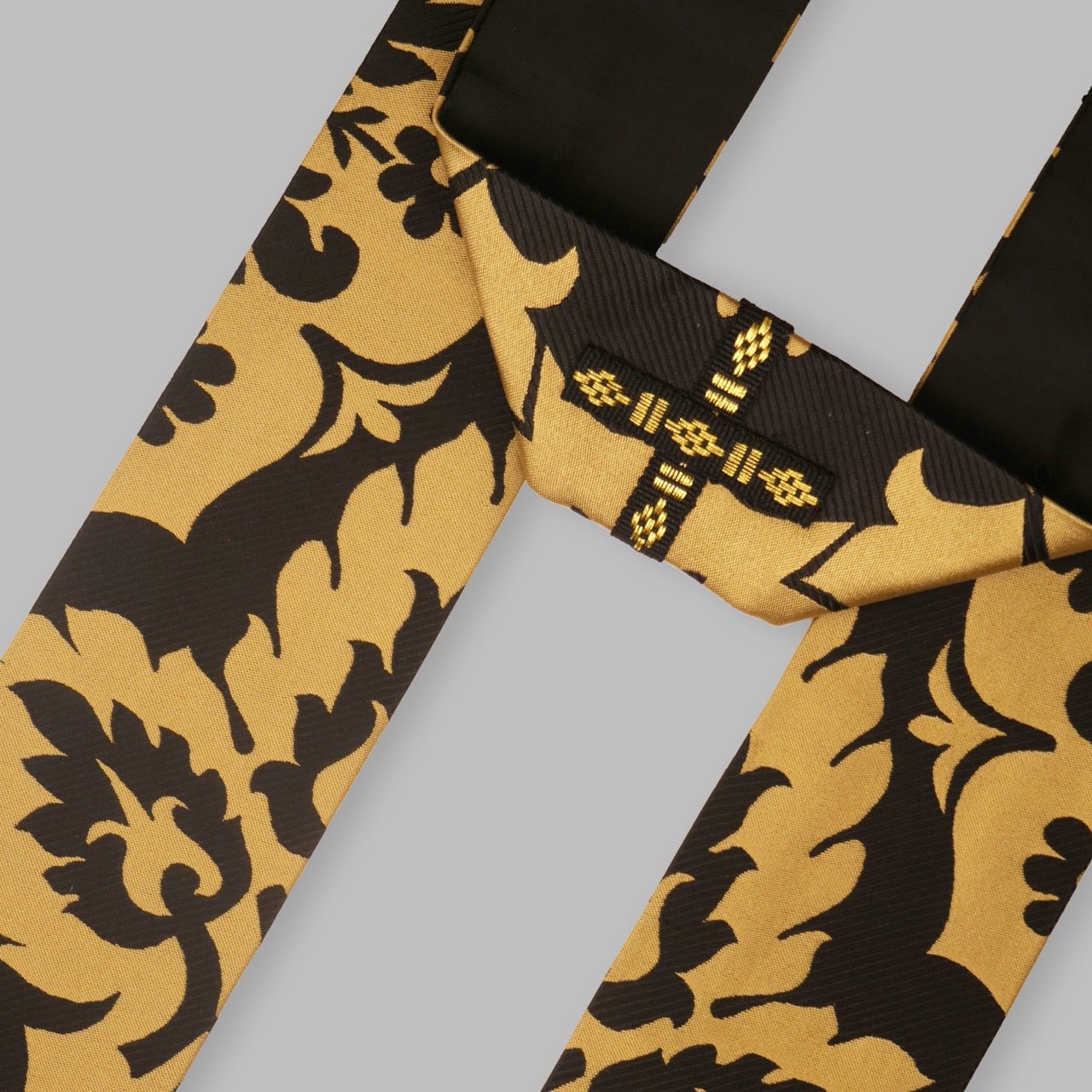 Westminster Cope in Black/Gold 'Van Der Weyden' with Peacock Embroidered Hood and Orphreys - Watts & Co.