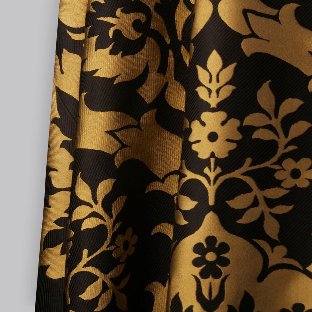 Westminster Cope in Black/Gold 'Van Der Weyden' with Peacock Embroidered Hood and Orphreys - Watts & Co.