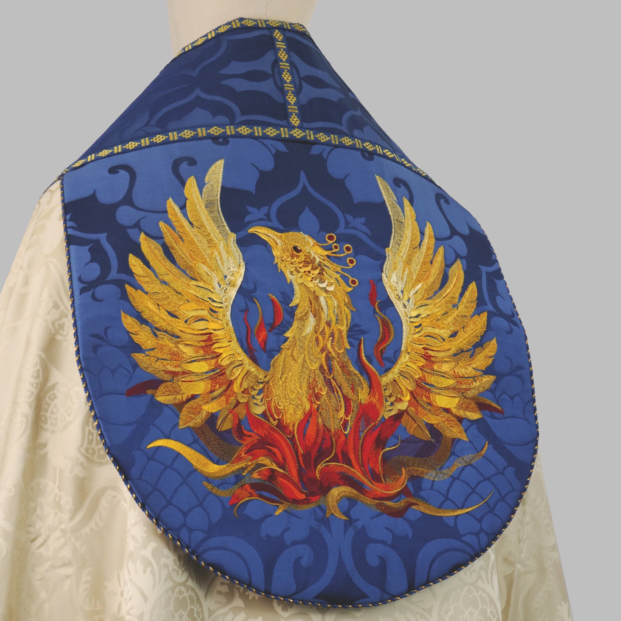 Westminster Cope in Cream 'Comper Cathedral' with Blue 'Bellini' Orphreys - Watts & Co.