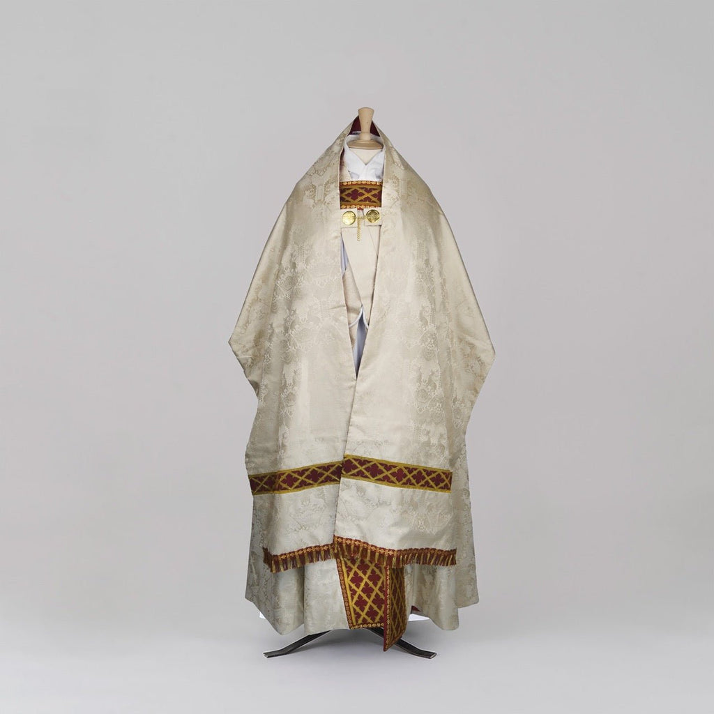 Westminster Cope in Cream 'Stag' with Gothic Trellis Orphreys - Watts & Co.