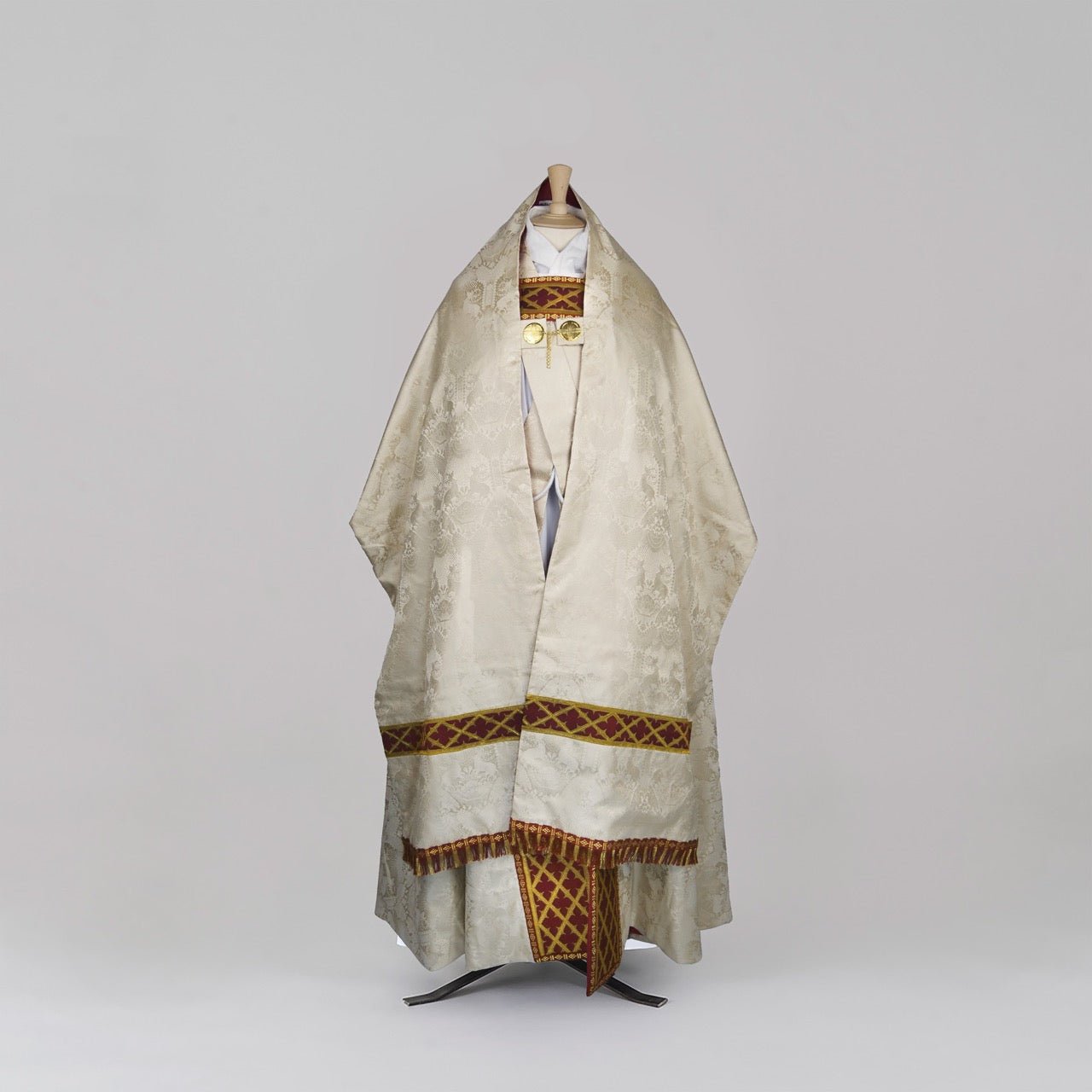 Westminster Cope in Cream 'Stag' with Gothic Trellis Orphreys - Watts & Co.