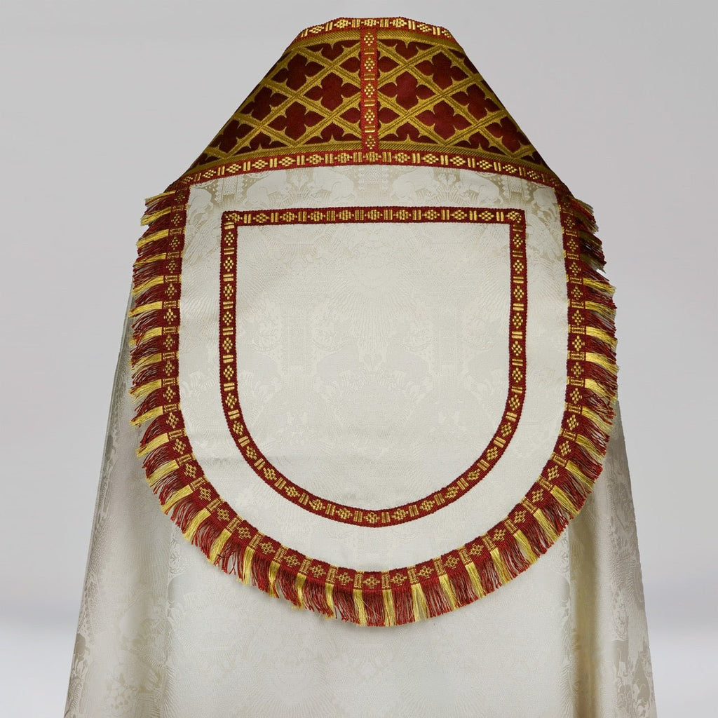 Westminster Cope in Cream 'Stag' with Gothic Trellis Orphreys - Watts & Co.