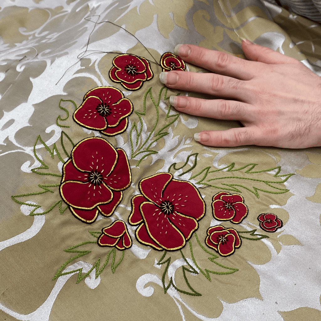 Westminster Cope in Red 'Coronation' with Oyster and Old Gold 'Bellini' Orphreys - Watts & Co.