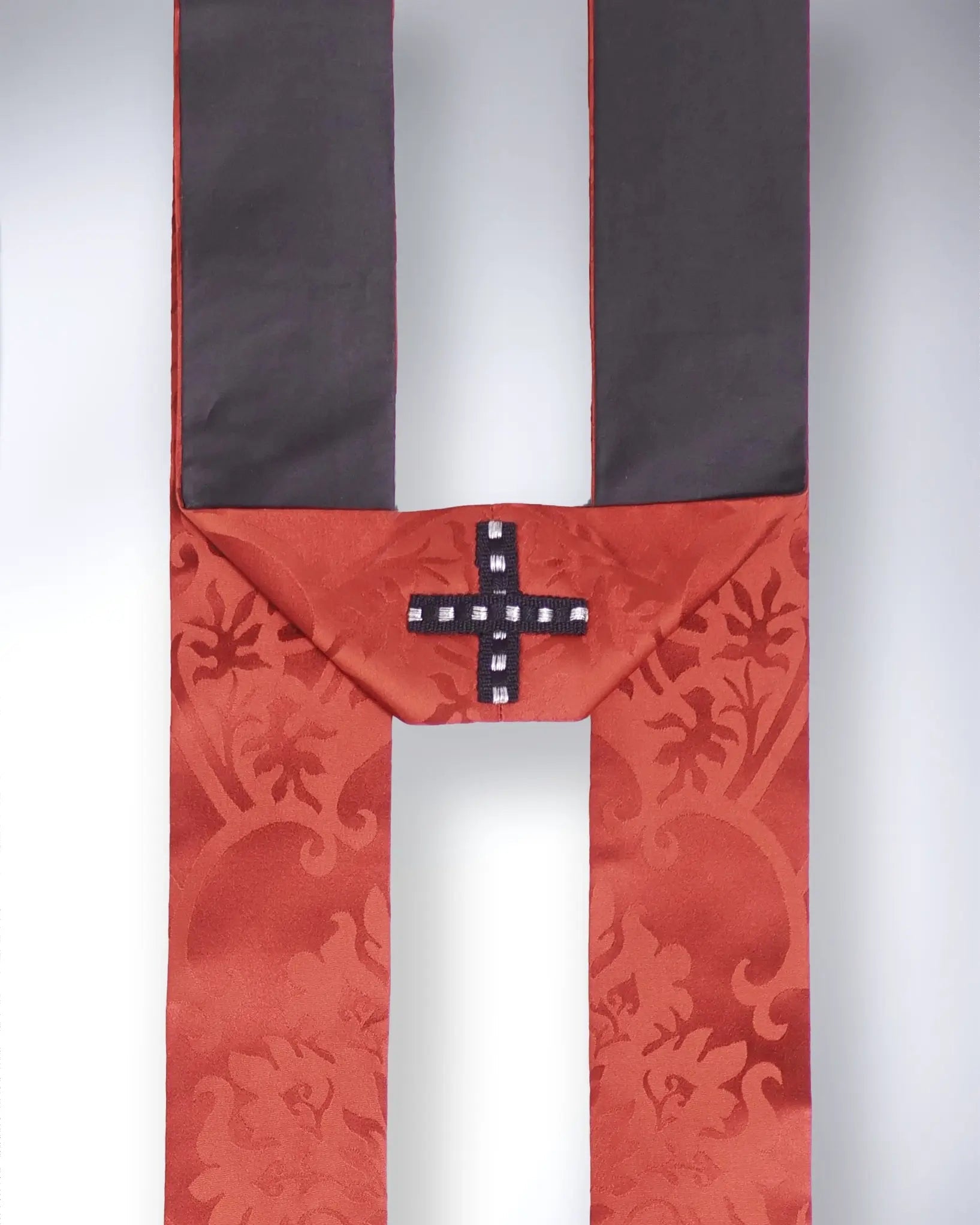 Westminster Cope in Sarum Red 'Gothic' with Hand - embroidered Symbols of the Passion - Watts & Co.