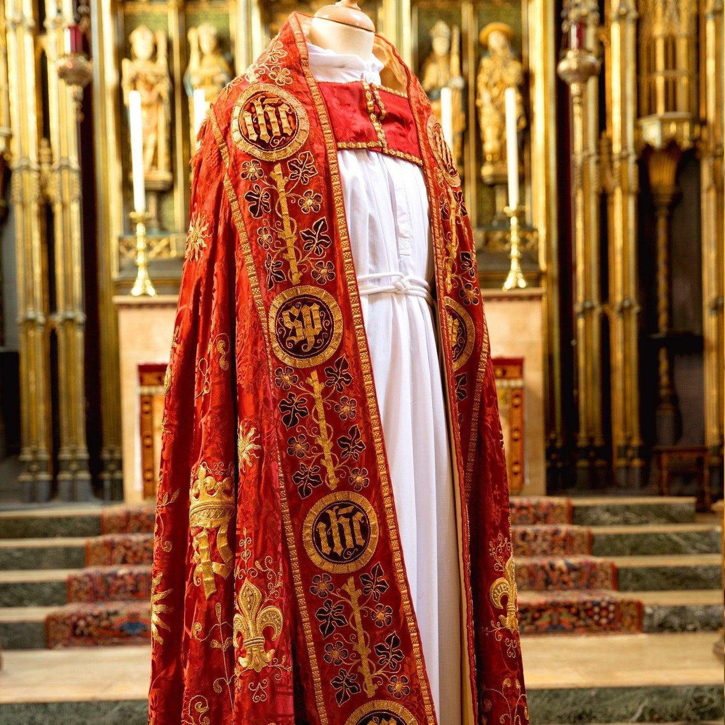 Minster Cope in Sarum Red 'Gothic' with Embroidery