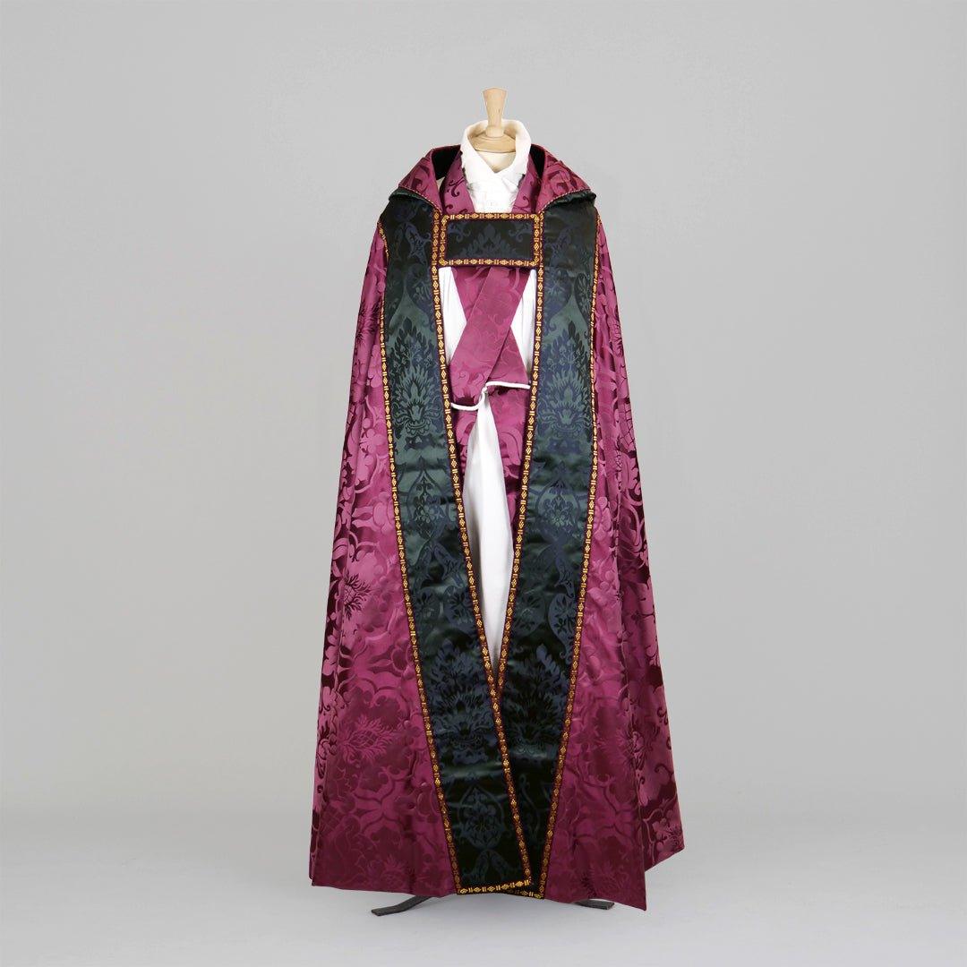 Abbey Cope in Comper Purple 'Bellini' with Sarum Indigo 'Gothic' Orphreys - Watts & Co.