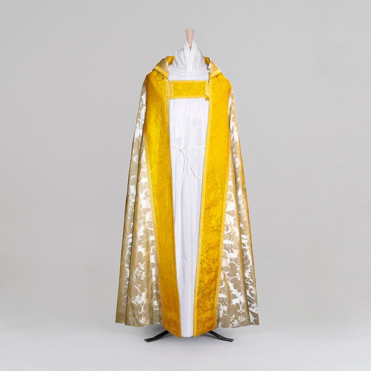 Abbey Cope in Oyster Bellini with Imperial Yellow Hilliard Orphreys - Watts & Co.