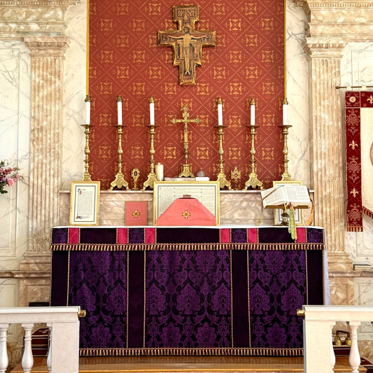 Altar Frontal in Black/Royal Purple 'Gothic' with Velvet Orphreys. - Watts & Co.