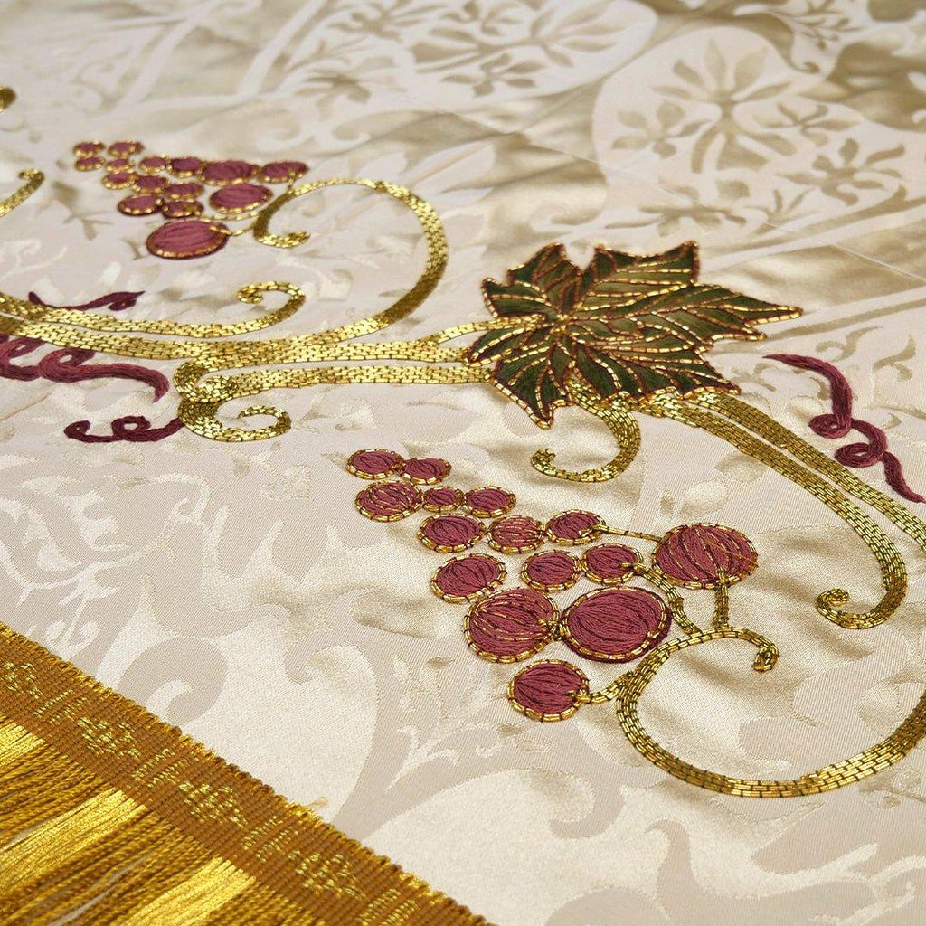 Altar Frontal in Sarum Red 'Gothic' with Embroidered Superfrontal in Cream 'Gothic' - Watts & Co.
