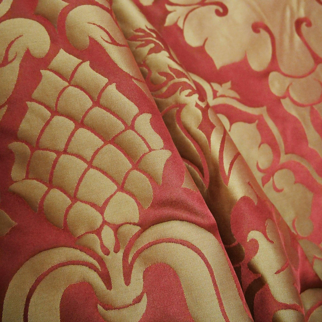 Bellini Silk Damask - Sarum Red & Gold - Watts & Co.