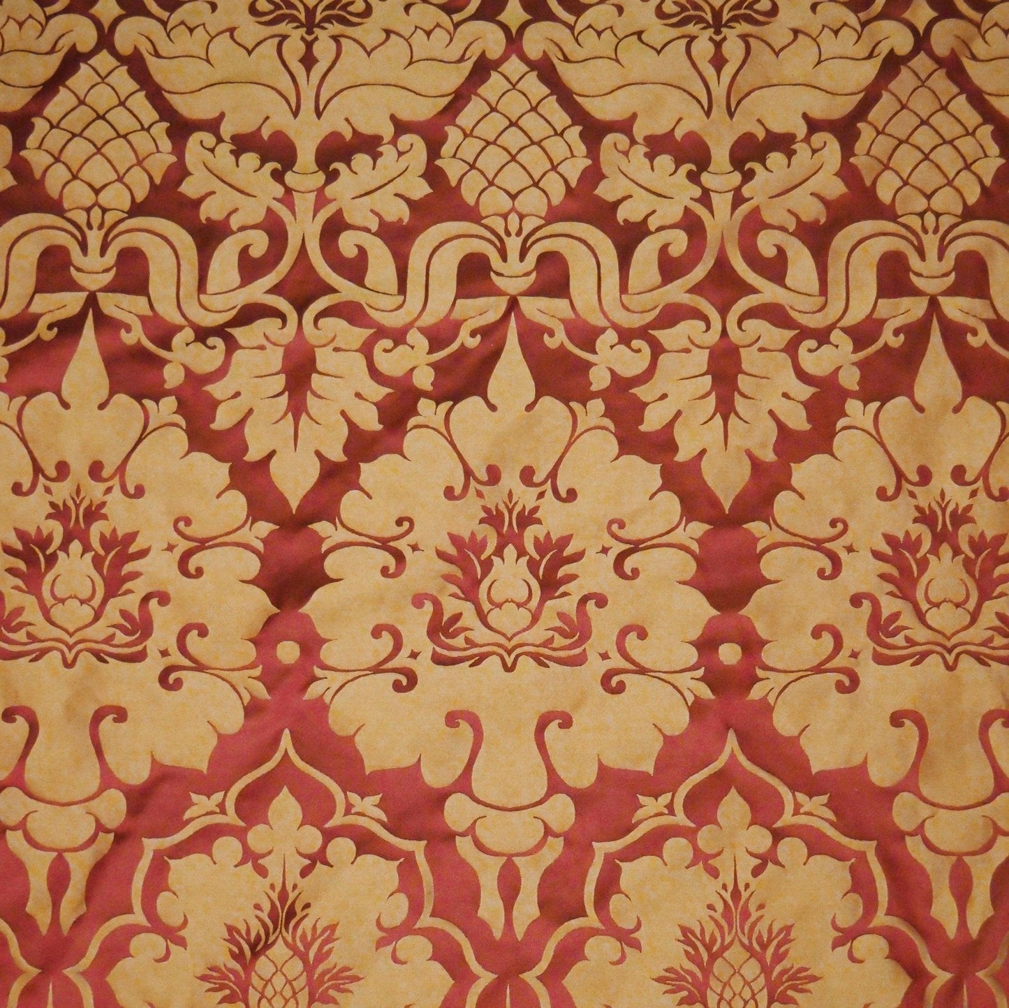 Bellini Silk Damask - Sarum Red & Gold - Watts & Co.