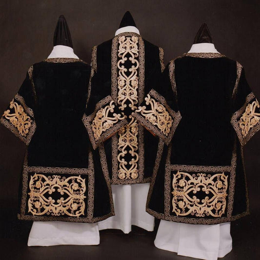 Bespoke Black High Mass Set with Gold Embroidery - Watts & Co.