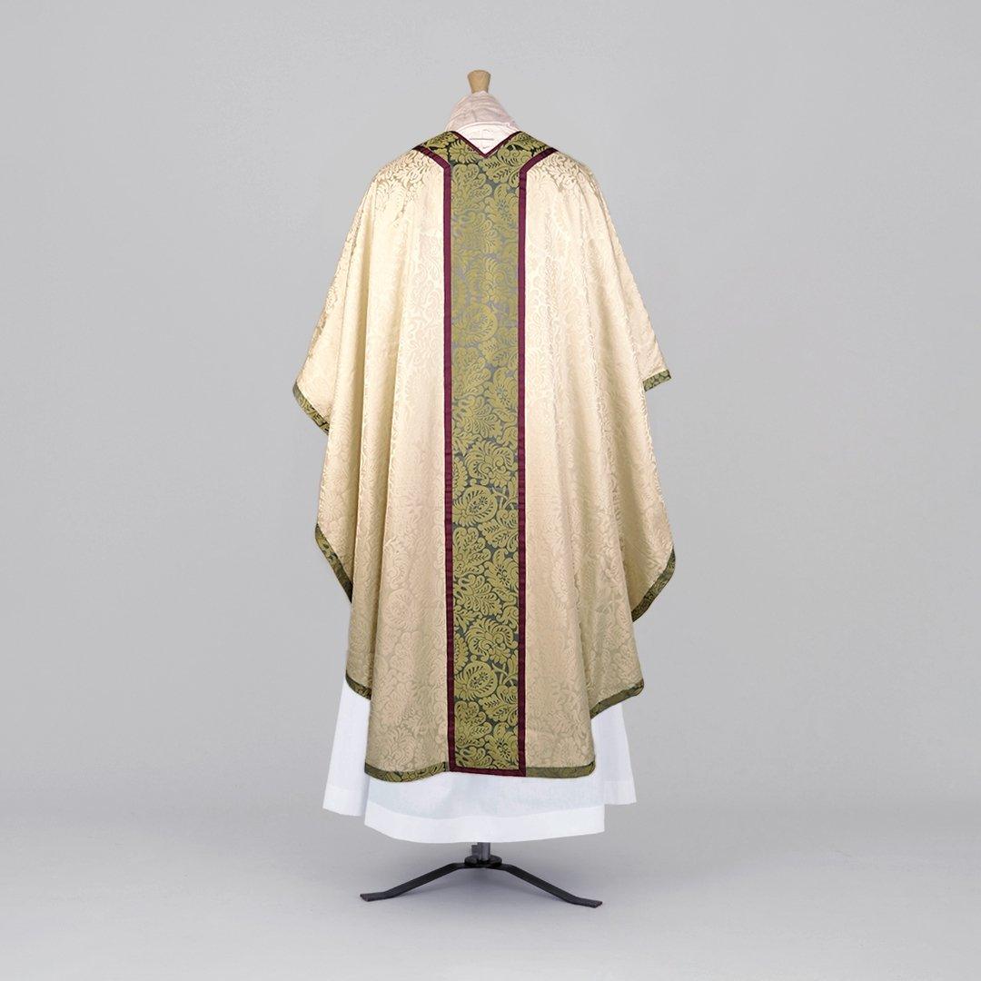 Borromean Chasuble in Cream 'Holbein' with Canterbury Blue/Gold 'Holbein' Orphreys - Watts & Co.