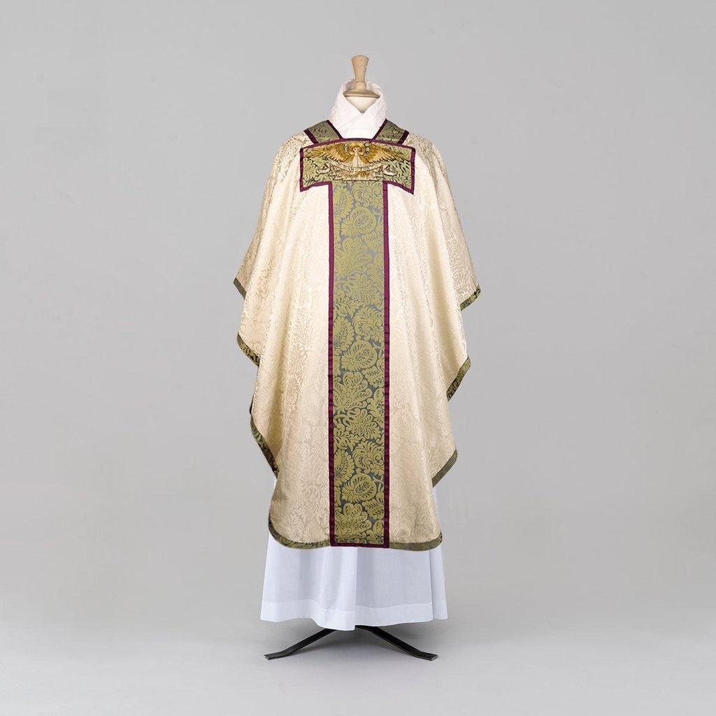Borromean Chasuble in Cream 'Holbein' with Canterbury Blue/Gold 'Holbein' Orphreys - Watts & Co.
