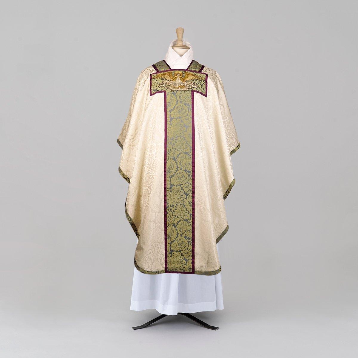 Borromean Chasuble in Cream 'Holbein' with Canterbury Blue/Gold 'Holbein' Orphreys - Watts & Co.