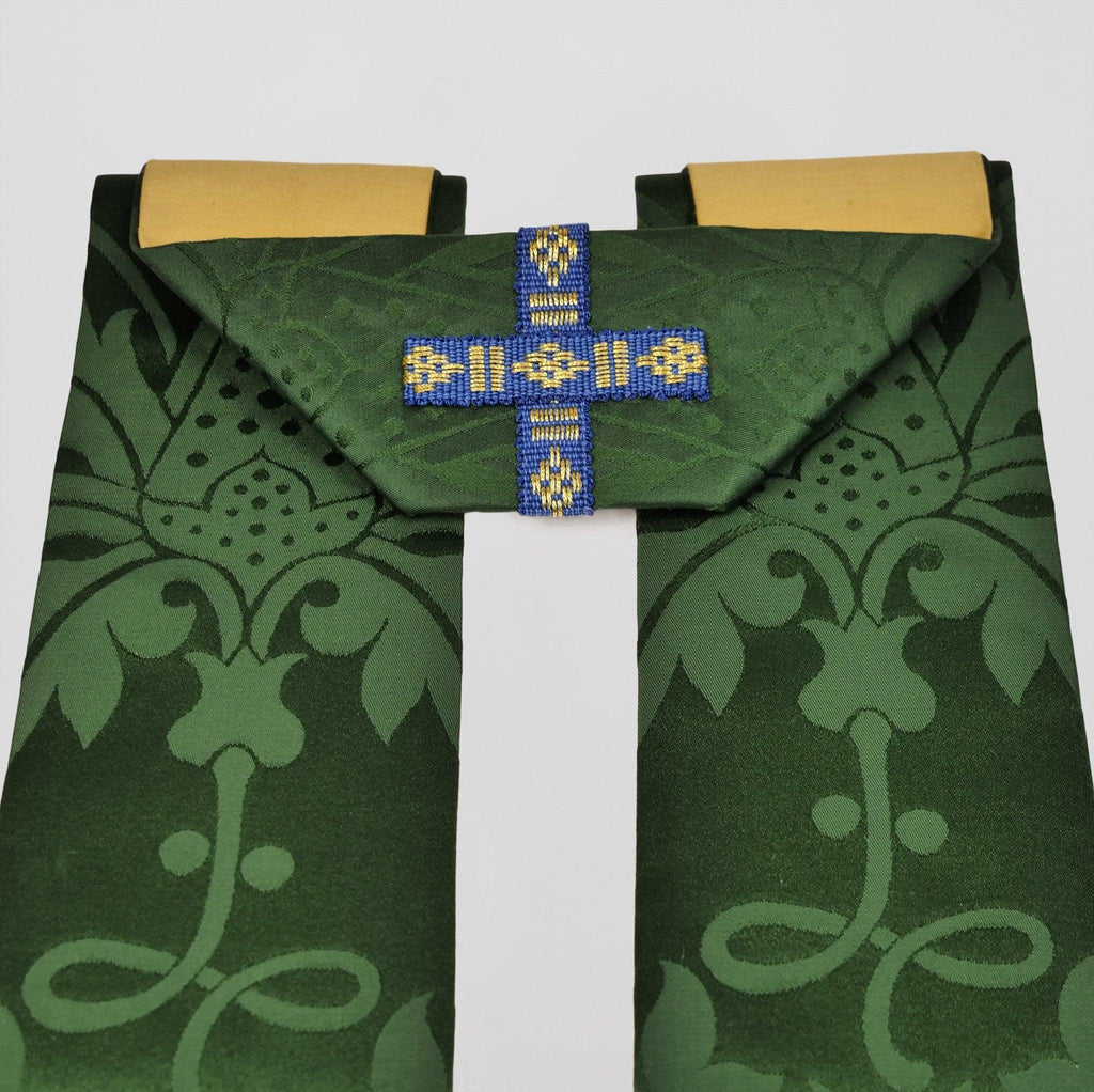 Borromean Chasuble in Green 'Shrewsbury' with Imperial Yellow/Gilt 'Bellini' Orphreys - Watts & Co.