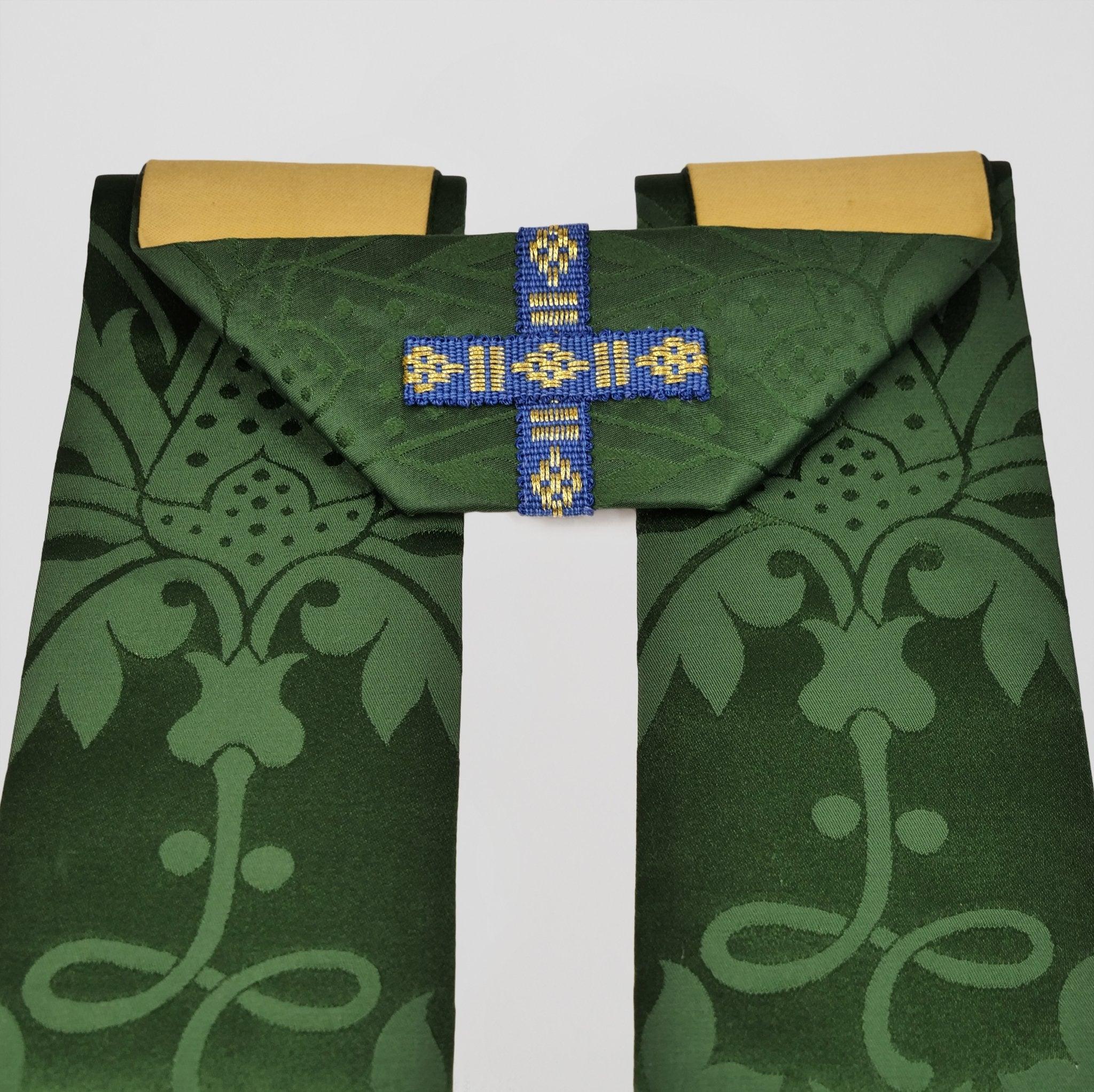 Borromean Chasuble in Green 'Shrewsbury' with Imperial Yellow/Gilt 'Bellini' Orphreys - Watts & Co.