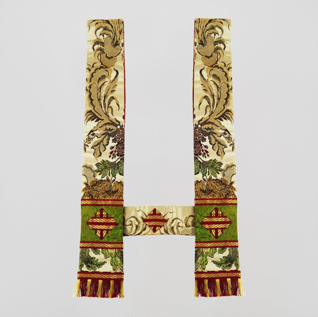 Borromean Chasuble in White 'Rivelles' with Green/Gold 'Holbein' Orphreys - Watts & Co.