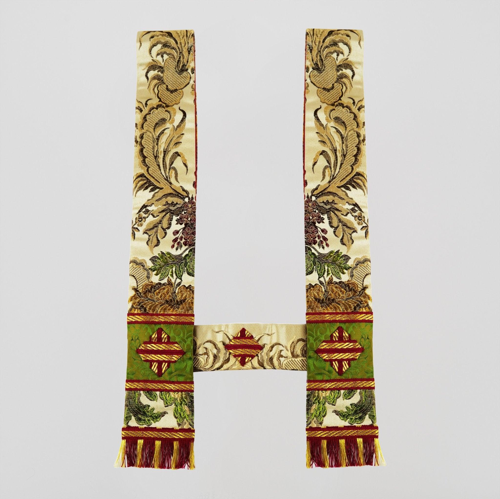 Borromean Chasuble in White 'Rivelles' with Green/Gold 'Holbein' Orphreys - Watts & Co.