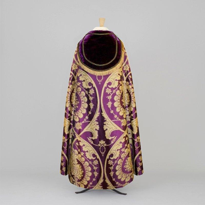 Cathedral Cope in Purple Gainford with Purple Velvet Orphreys - Watts & Co.