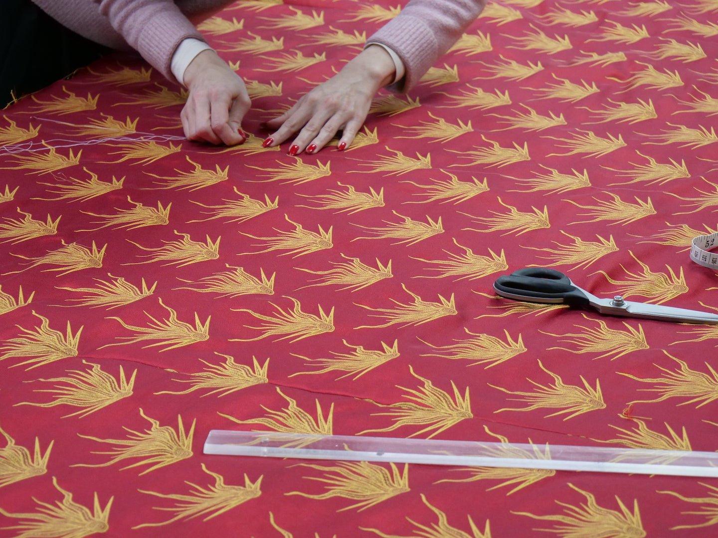 Cathedral Cope in Red 'Pentecost' Brocade with Garnet 'Crevelli' Orphreys - Watts & Co.
