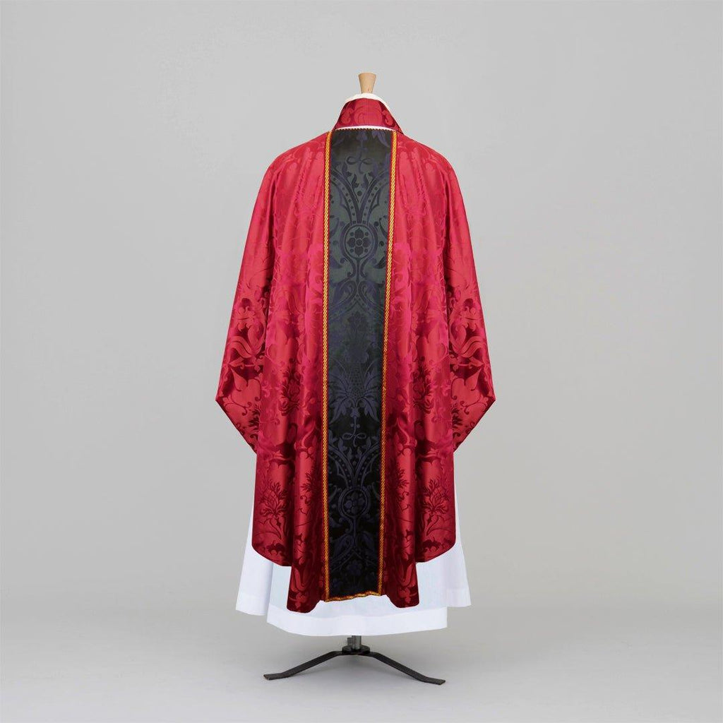 Classic Chasuble in Comper Rose 'Bellini' Silk with Sarum Indigo 'Shrewsbury' Orphreys - Watts & Co.