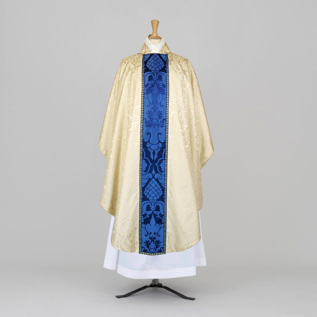 Classic Chasuble & Stole in Cream 'Holbein' with Maria Regina motif Embroidery - Watts & Co.