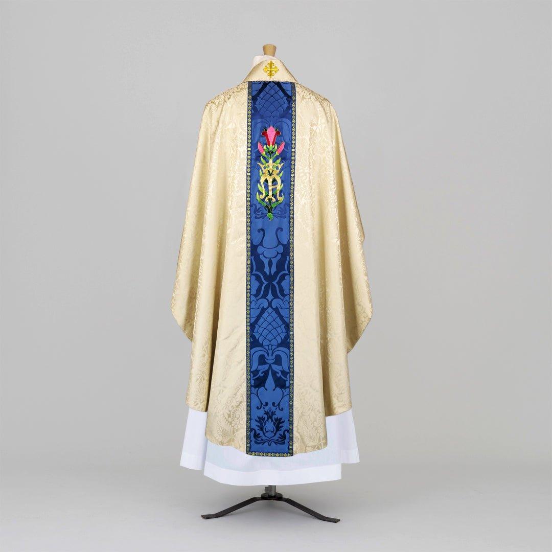Classic Chasuble & Stole in Cream 'Holbein' with Maria Regina motif Embroidery - Watts & Co.