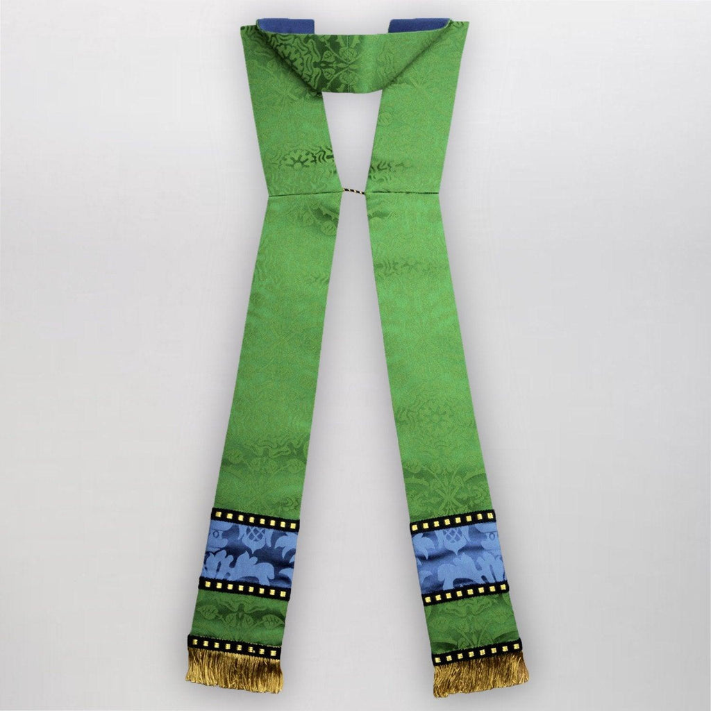 Classic style, Green Glastonbury Chasuble with blue orphreys - Watts & Co.