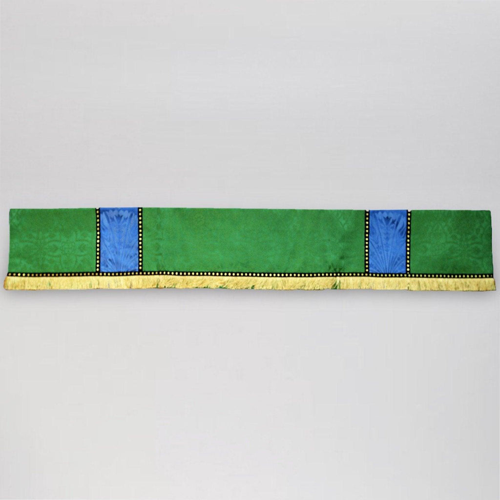 Classic style, Green Glastonbury Chasuble with blue orphreys - Watts & Co.
