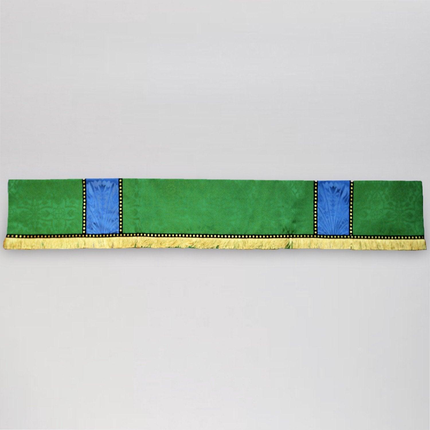 Classic style, Green Glastonbury Chasuble with blue orphreys - Watts & Co.