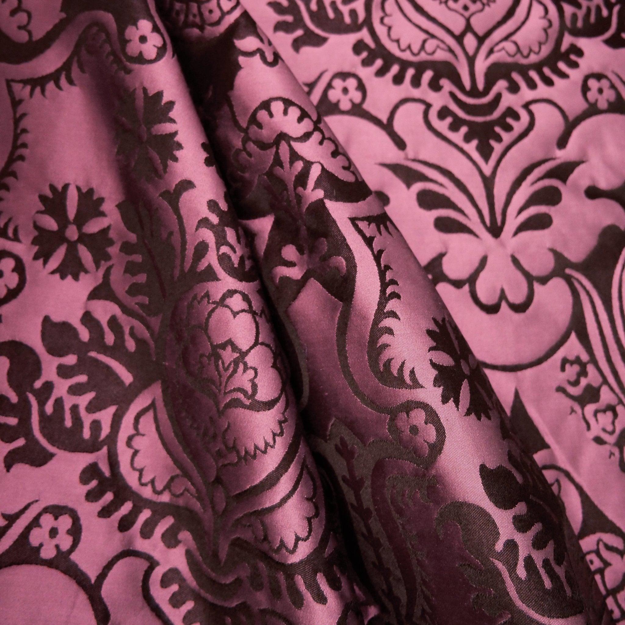 Comper Cathedral Silk Damask - Black & Comper Purple - Watts & Co.
