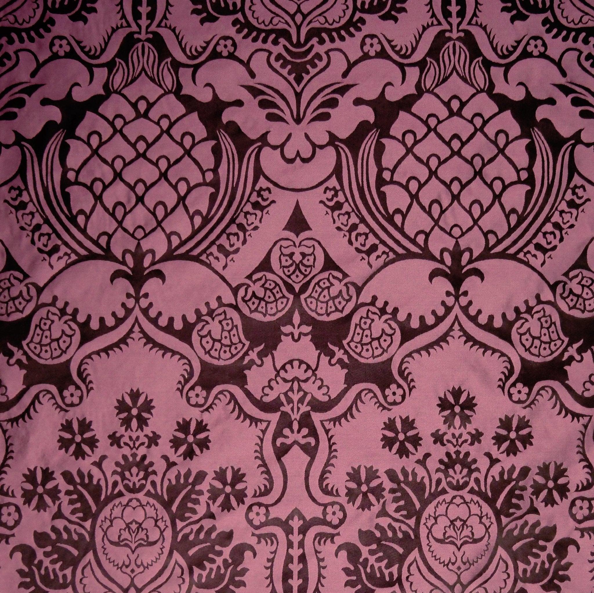 Comper Cathedral Silk Damask - Black & Comper Purple - Watts & Co.