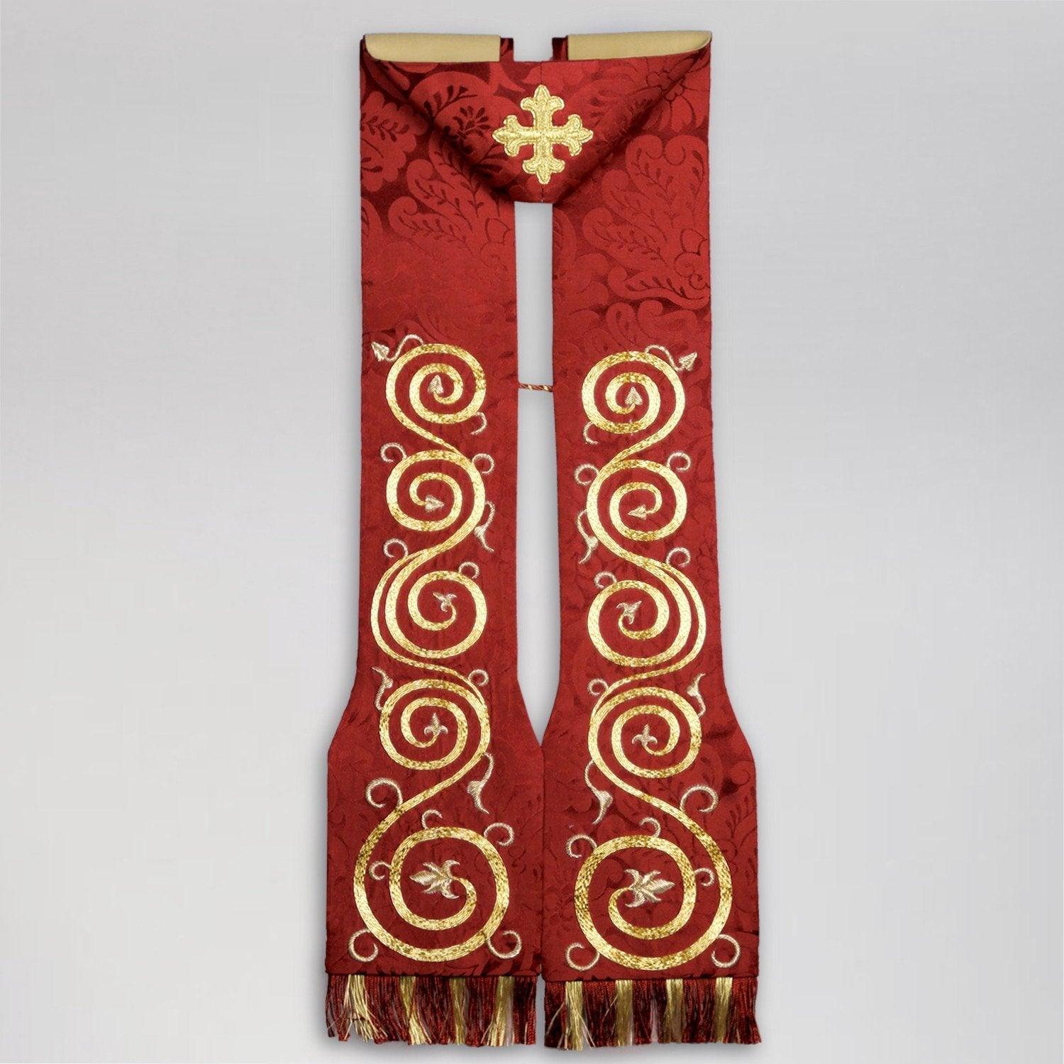 Comper Stole in Sarum Red Holbein Silk Damask - Watts & Co. (international)