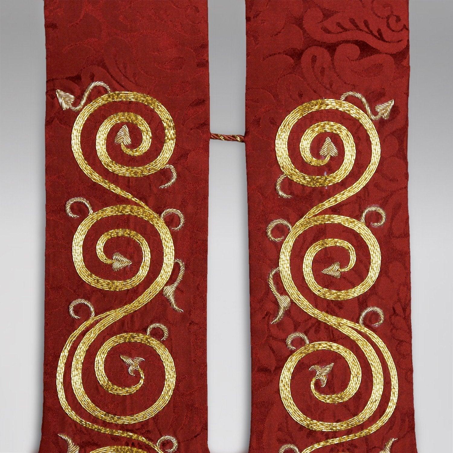 Comper Stole in Sarum Red Holbein Silk Damask - Watts & Co. (international)