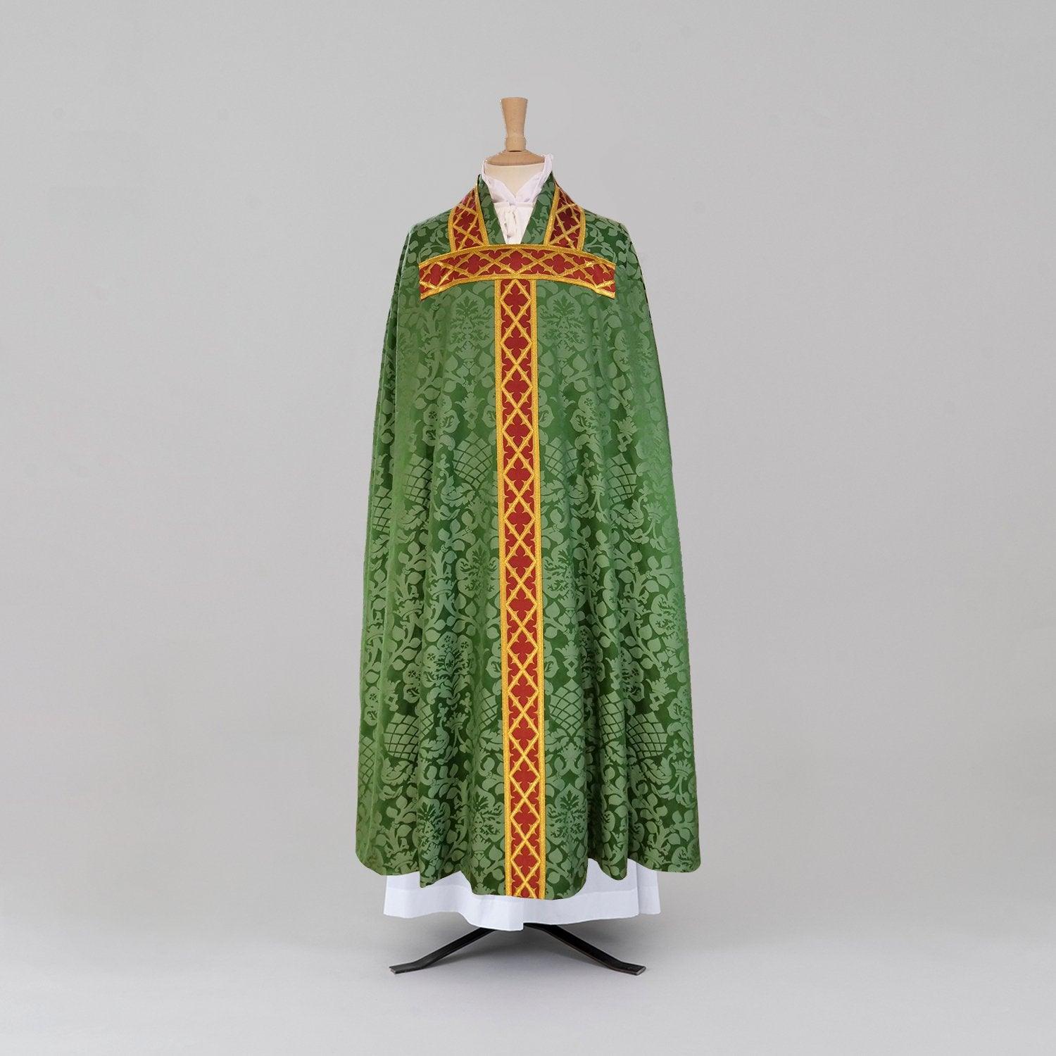 Conical Chasuble in Green 'Davenport' with Gothic Trellis Orphreys - Watts & Co.