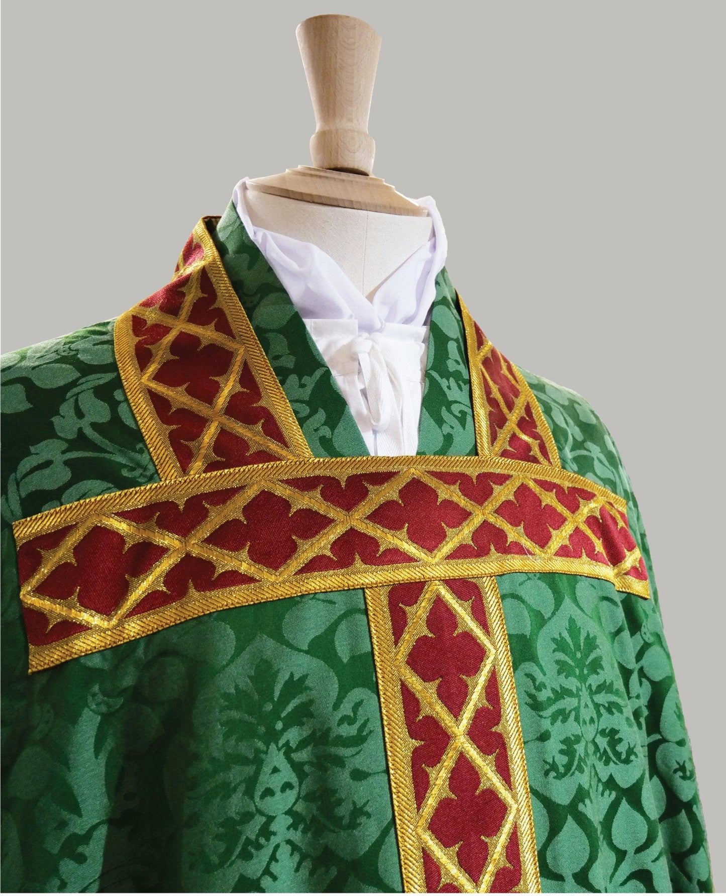 Conical Chasuble in Green 'Davenport' with Gothic Trellis Orphreys - Watts & Co.