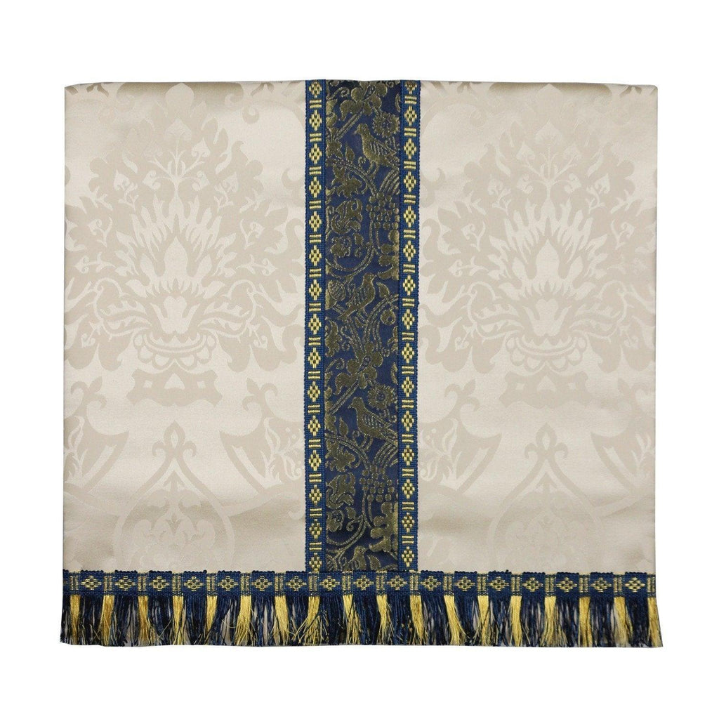 Cream Gothic pulpit fall with blue Hilliard orphreys - Watts & Co. (international)