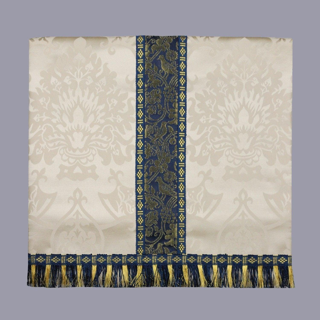 Cream Gothic pulpit fall with blue Hilliard orphreys - Watts & Co. (international)