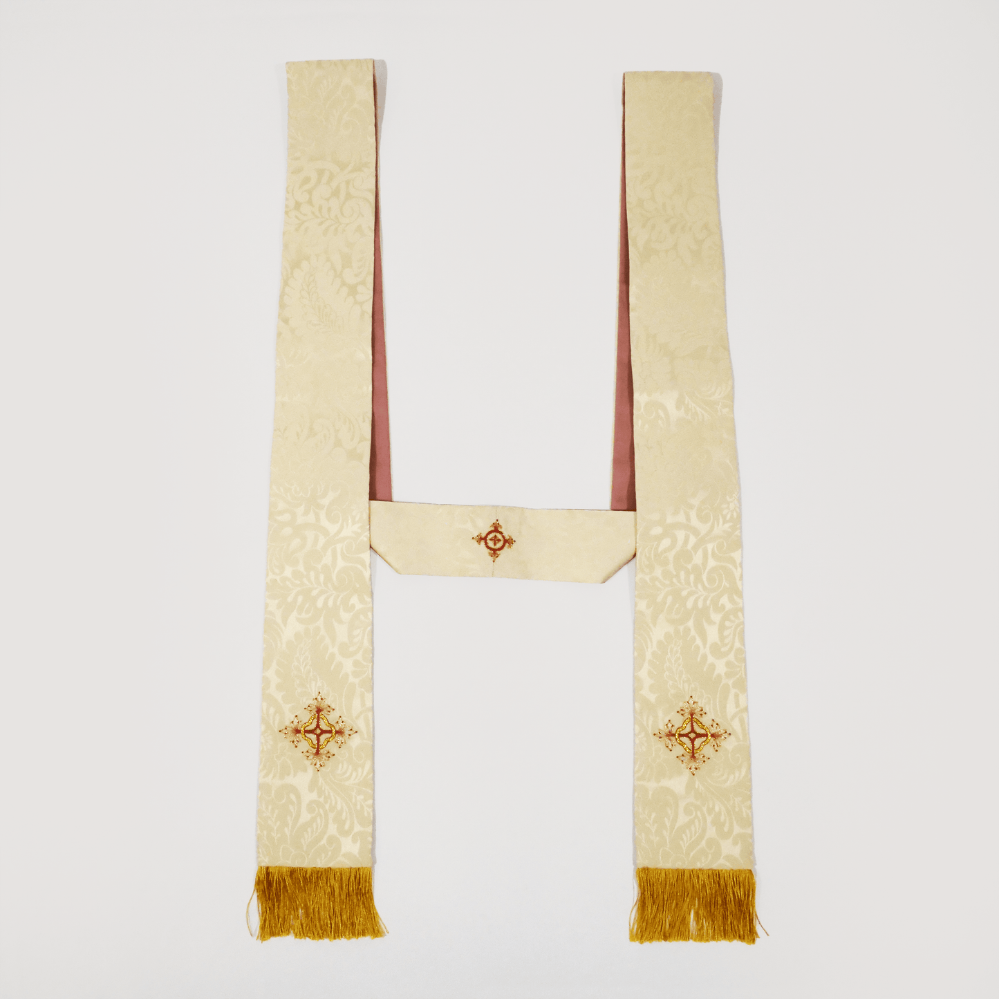 Stole in Cream 'Holbein' with Hand Embroidered Crosses