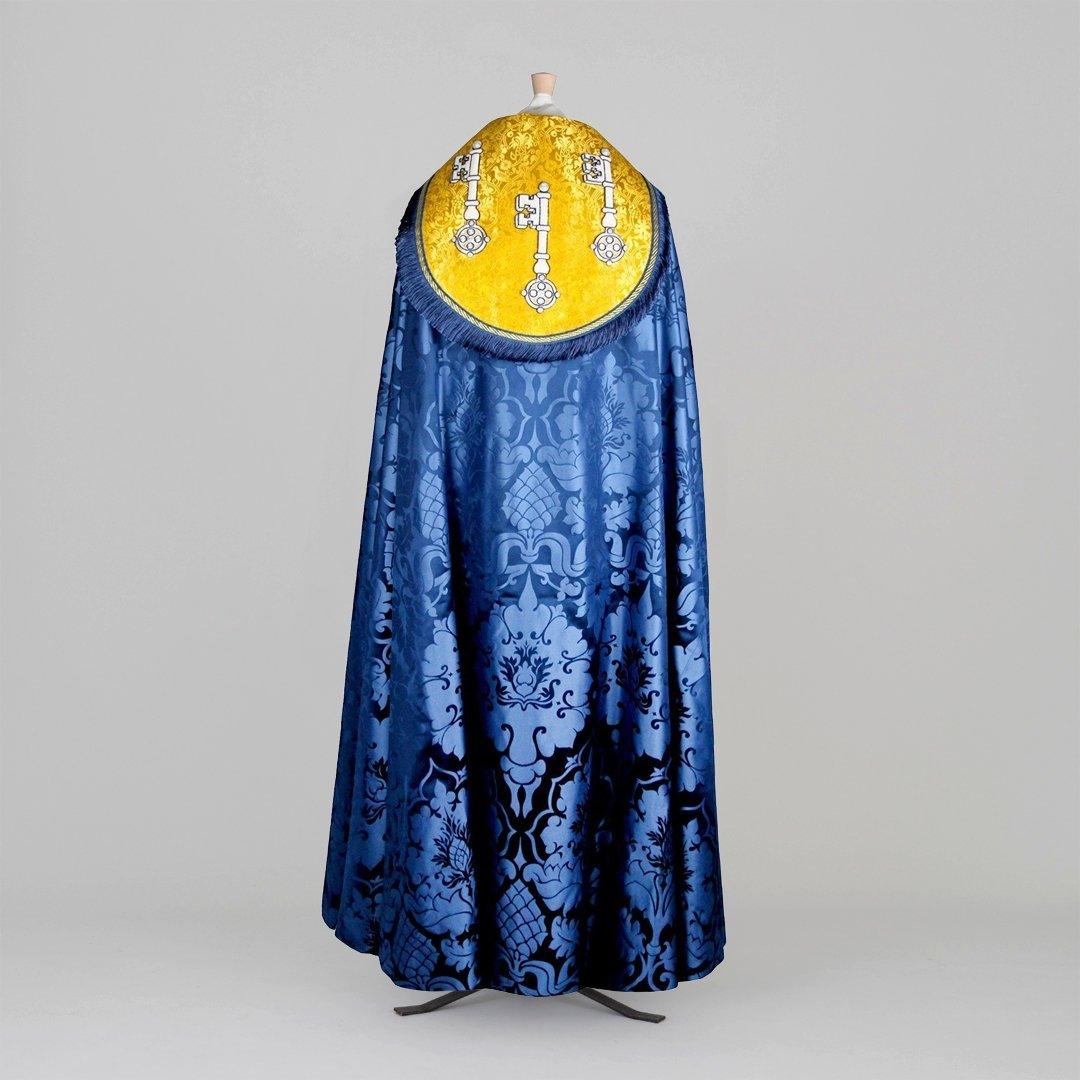 Embroidered Cathedral Cope in Blue Bellini - Watts & Co.