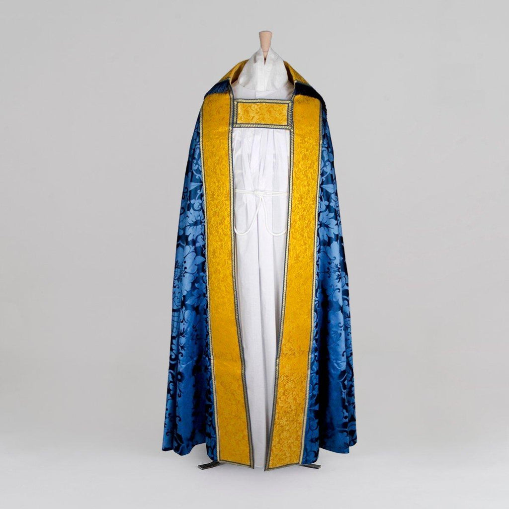 Embroidered Cathedral Cope in Blue Bellini - Watts & Co.